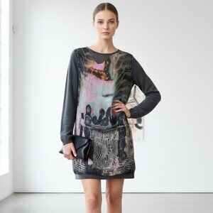 Save the Queen Italy Tunic Sweater Dress Longline Wool Silk Art-to-wear size M